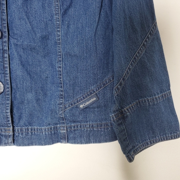 Columbia Womens Denim Jacket Size L Blue Utility Y2K Workwear Outerwear Normcore - Picture 10 of 14